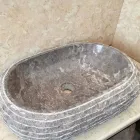 Ivy gray stone countertop washbasin, unique piece Viadurini