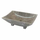 Washbasin in natural gray stone Iria, one piece Viadurini