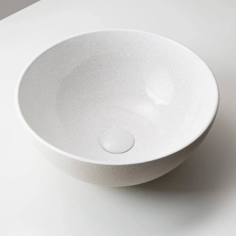 Hand-Turned Raku Countertop Sink Made in Italy - Magma Viadurini