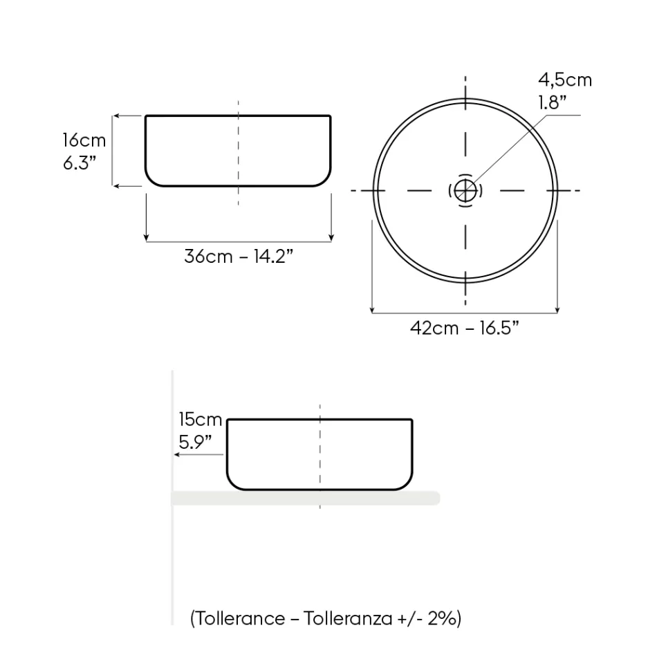 Balance Hand-Stripped Natural Red Earth Countertop Washbasin Viadurini