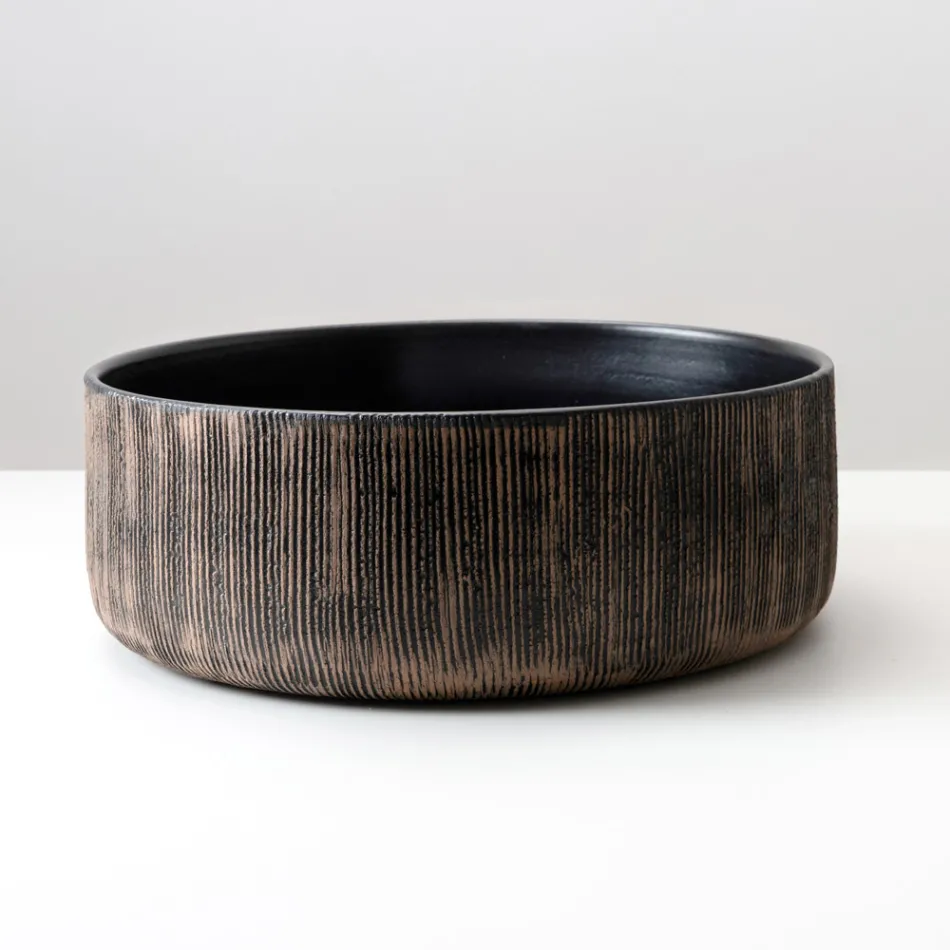 Balance Hand-Stripped Natural Red Earth Countertop Washbasin Viadurini