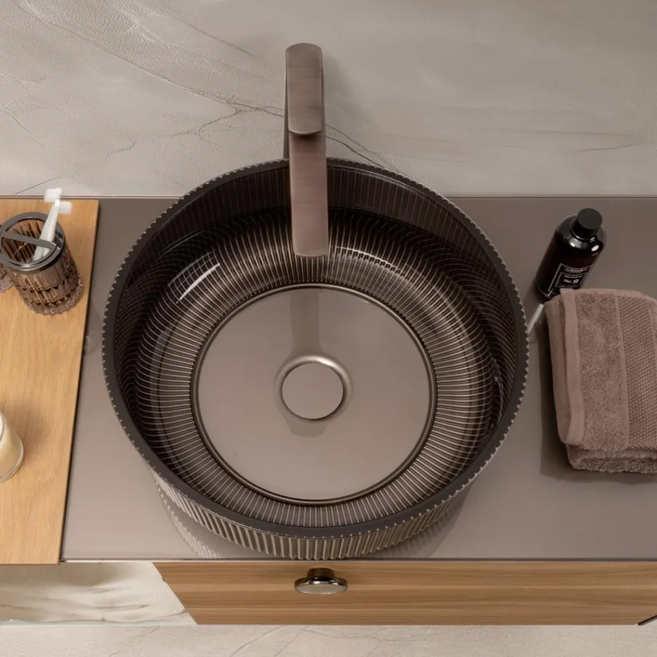 Countertop Sink in Resin-Coated and Painted Venetian Glass - Excelsior Viadurini