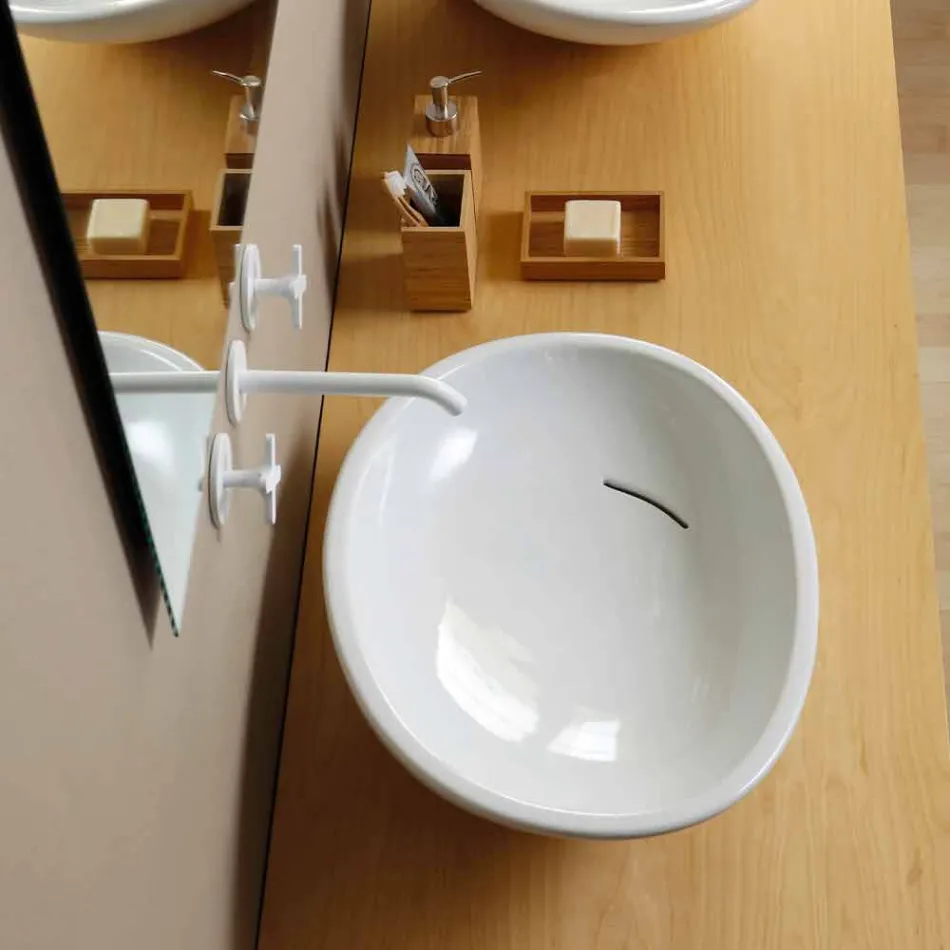 Design inclined ceramic washbasin made in Italy Glossy Viadurini