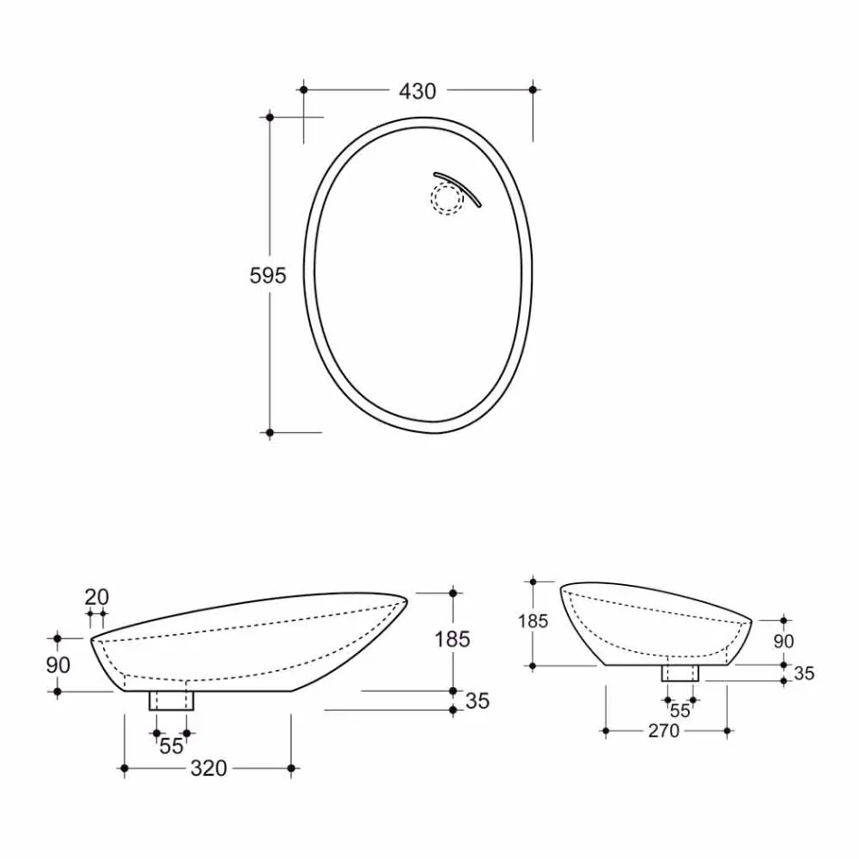 Design inclined ceramic washbasin made in Italy Glossy Viadurini