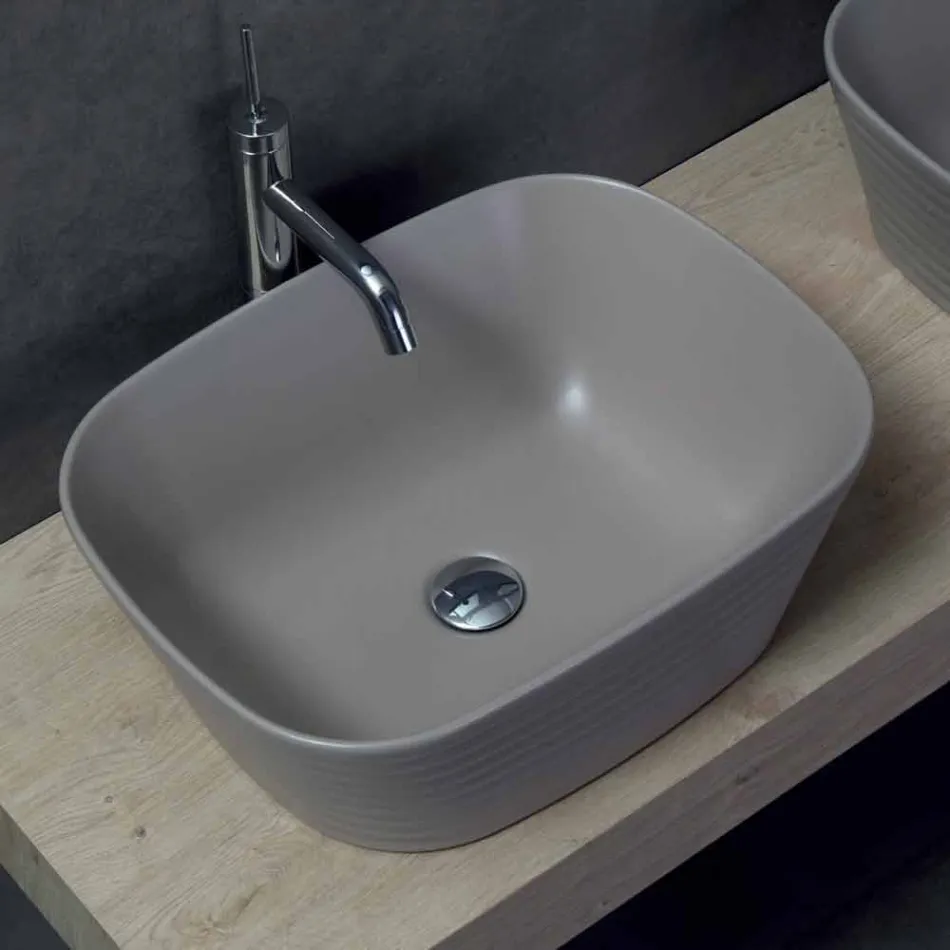 Modern Countertop Washbasin in White or Colored Trabia Ceramic Viadurini