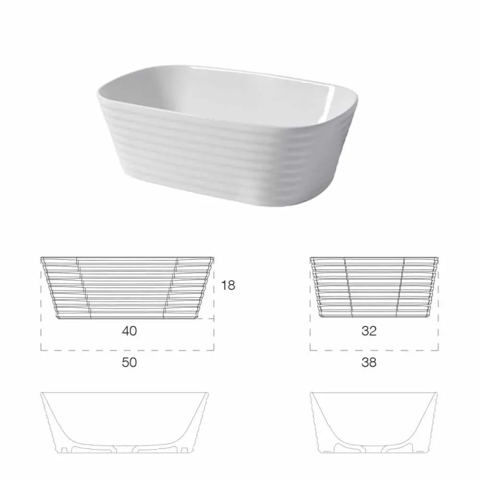 Modern Countertop Washbasin in White or Colored Trabia Ceramic Viadurini
