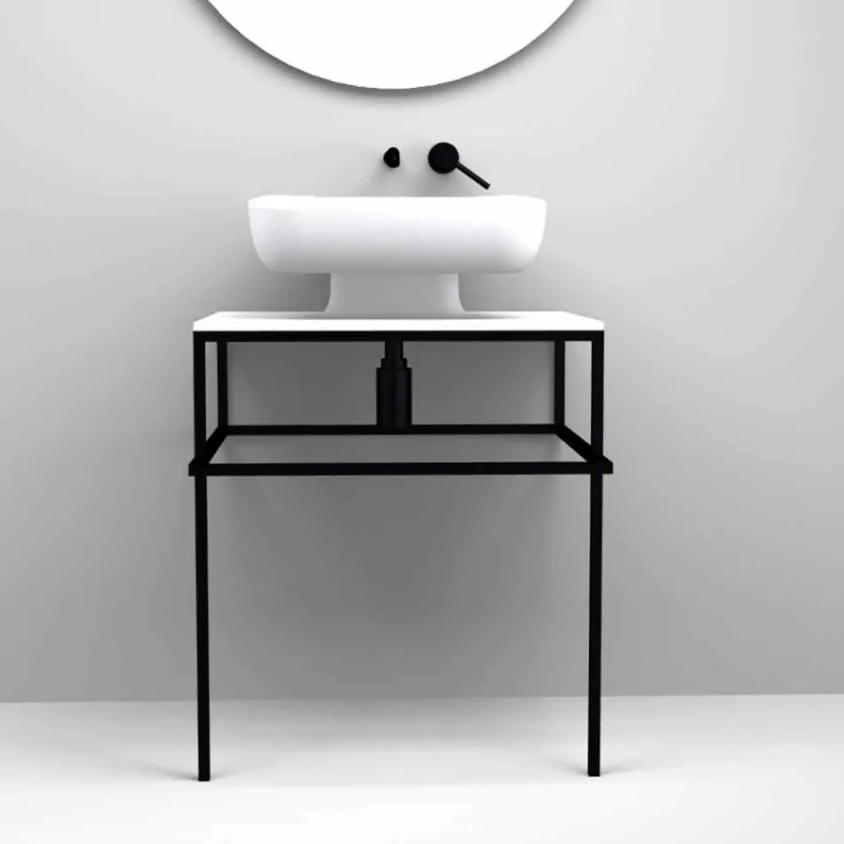 Modern ceramic countertop washbasin made in Italy, Reale Viadurini