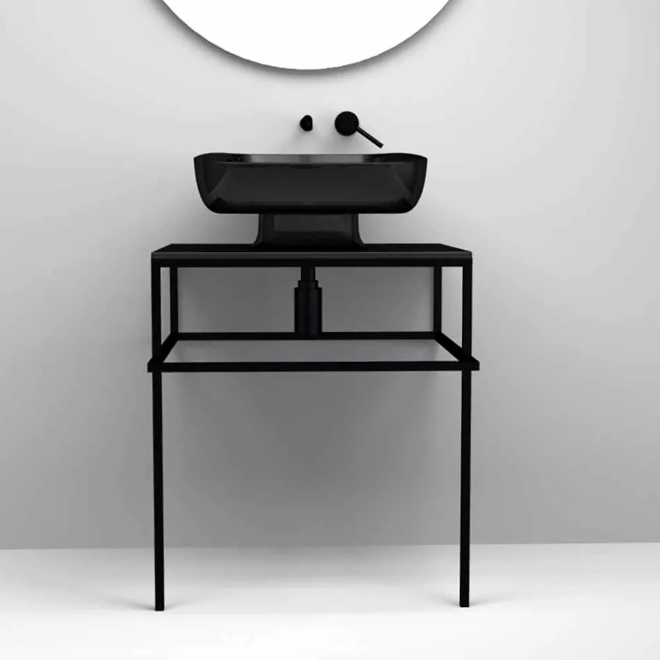 Modern ceramic countertop washbasin made in Italy, Reale Viadurini