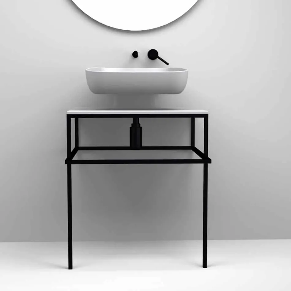 Modern ceramic countertop washbasin made in Italy, Reale Viadurini