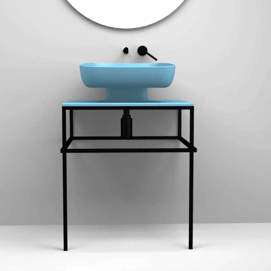 Modern ceramic countertop washbasin made in Italy, Reale Viadurini