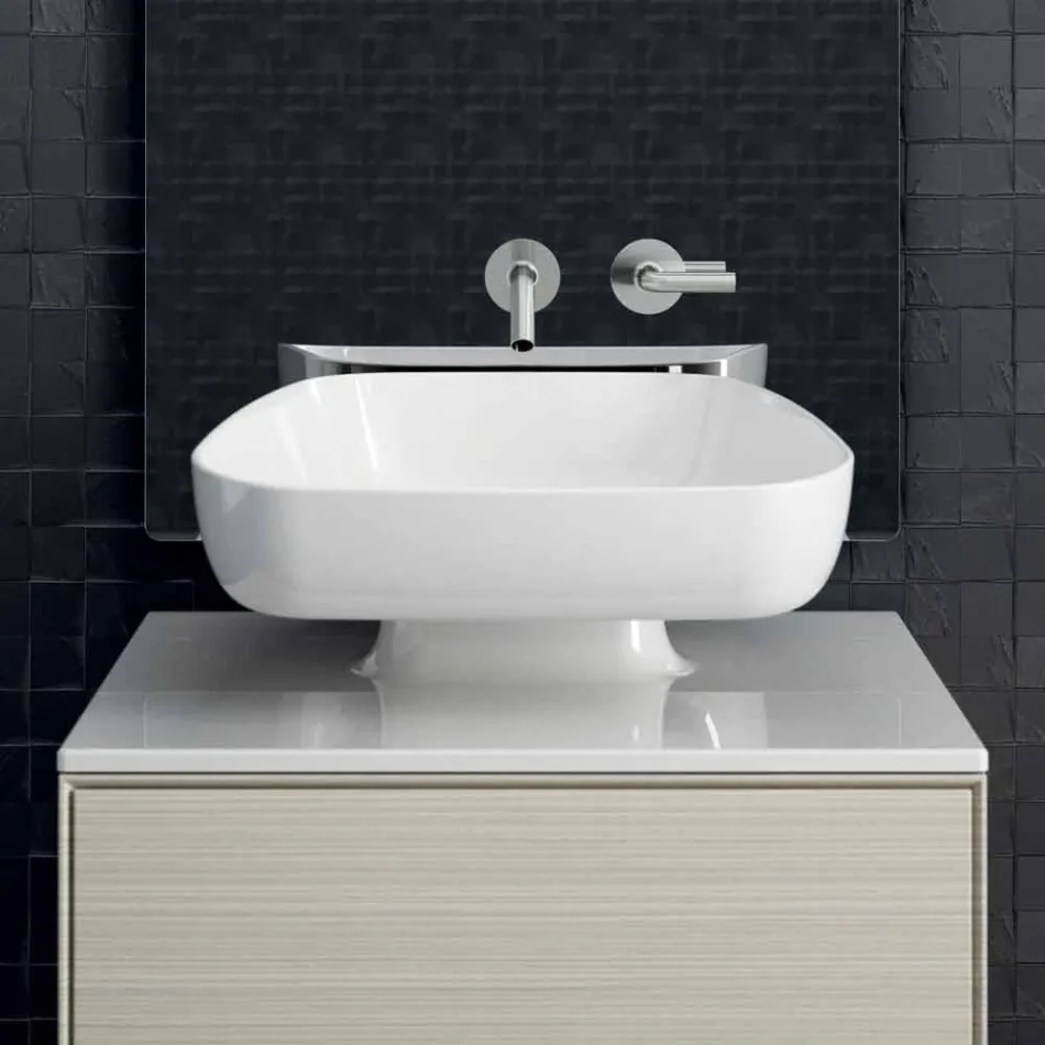 Modern ceramic countertop washbasin made in Italy, Reale Viadurini