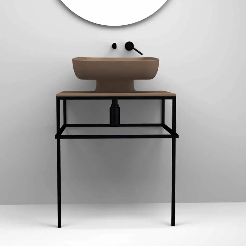 Modern ceramic countertop washbasin made in Italy, Reale Viadurini