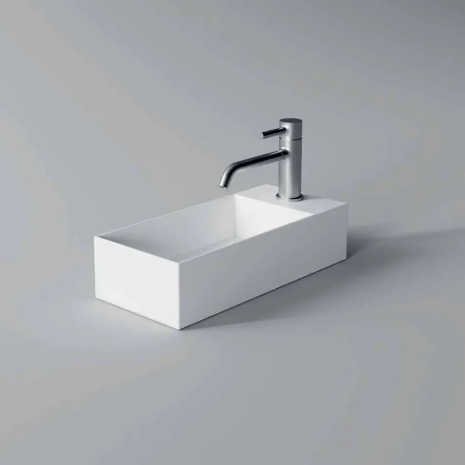 Rectangular Ceramic Counter Top Washbasin Made in Italy - Act Viadurini