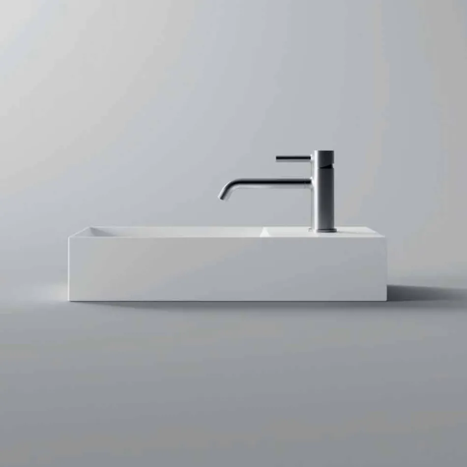 Rectangular Ceramic Counter Top Washbasin Made in Italy - Act Viadurini