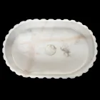 Oval Countertop Washbasin for the Bathroom Made of White Marble - Cunzite Viadurini