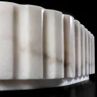 Oval Countertop Washbasin for the Bathroom Made of White Marble - Cunzite Viadurini