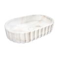 Oval Countertop Washbasin for the Bathroom Made of White Marble - Cunzite