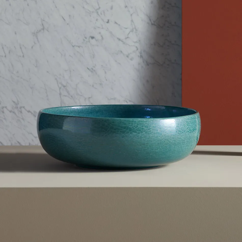 Countertop Bathroom Washbasin Made of Fire Clay Made in Italy - Tallone Viadurini