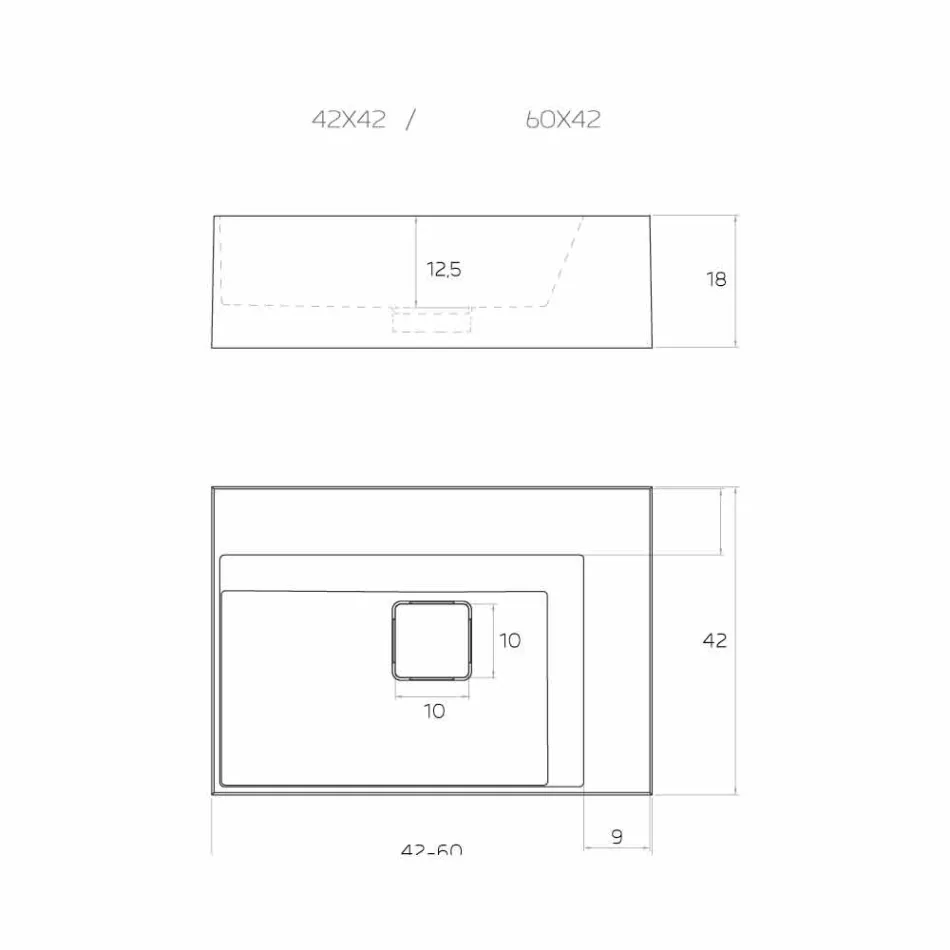 Modern design square washbasin made in Italy, Lavis Viadurini