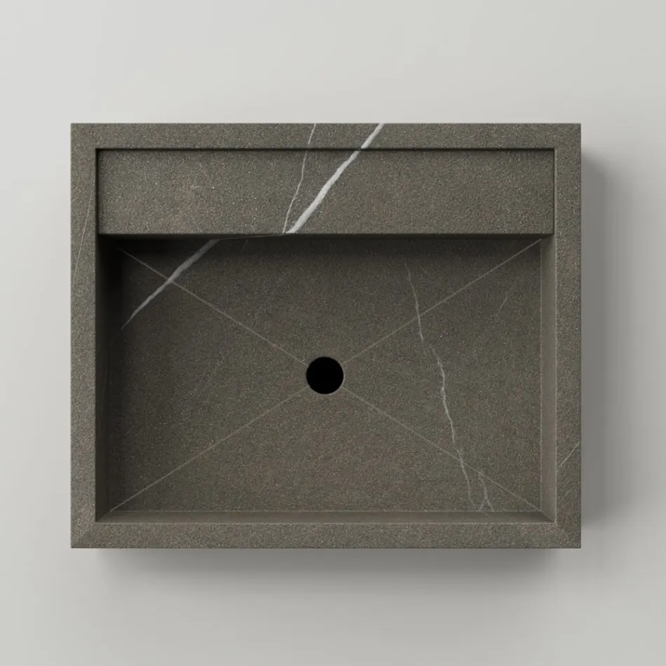 Rectangular Countertop Washbasin in Porcelain Stoneware Made in Italy - Cervia Viadurini