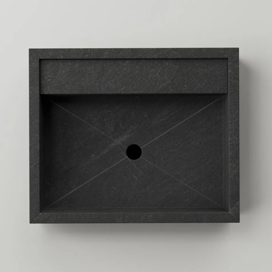 Rectangular Countertop Washbasin in Porcelain Stoneware Made in Italy - Cervia Viadurini