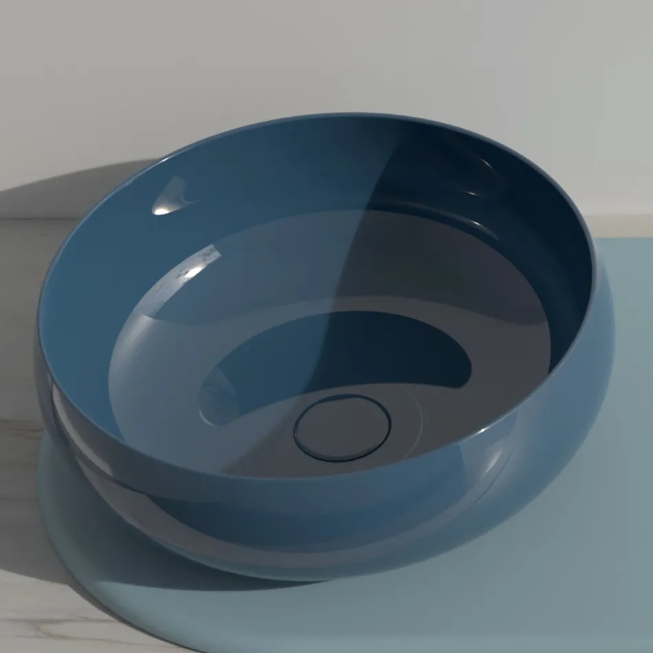 Round Countertop Washbasin in Colored Ceramic Made in Italy - Bowl Viadurini