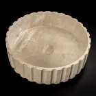 Round Countertop Washbasin Made of Travertine Marble - Cattleya Viadurini
