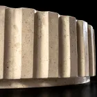 Round Countertop Washbasin Made of Travertine Marble - Cattleya Viadurini