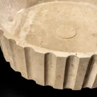 Round Countertop Washbasin Made of Travertine Marble - Cattleya Viadurini
