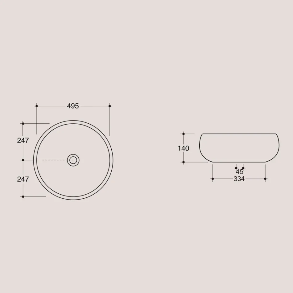 Round Countertop Washbasin in Glossy Ceramic Made in Italy - Candito Viadurini