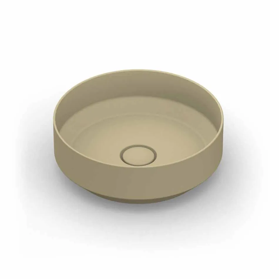 Round modern ceramic countertop washbasin made in Italy, Yoel Viadurini