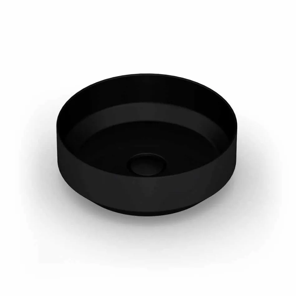 Round modern ceramic countertop washbasin made in Italy, Yoel Viadurini