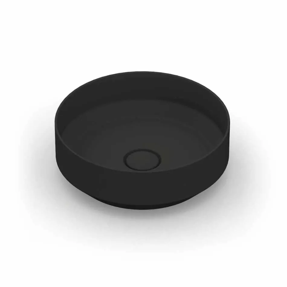 Round modern ceramic countertop washbasin made in Italy, Yoel Viadurini