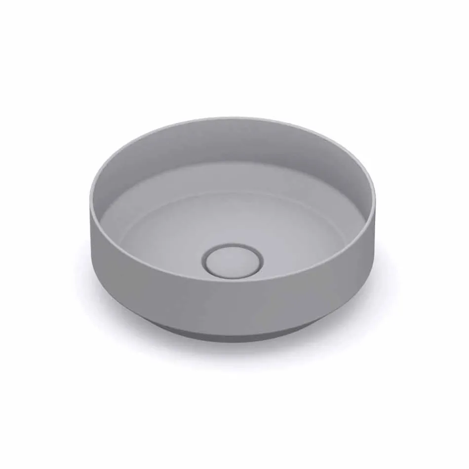 Round modern ceramic countertop washbasin made in Italy, Yoel Viadurini