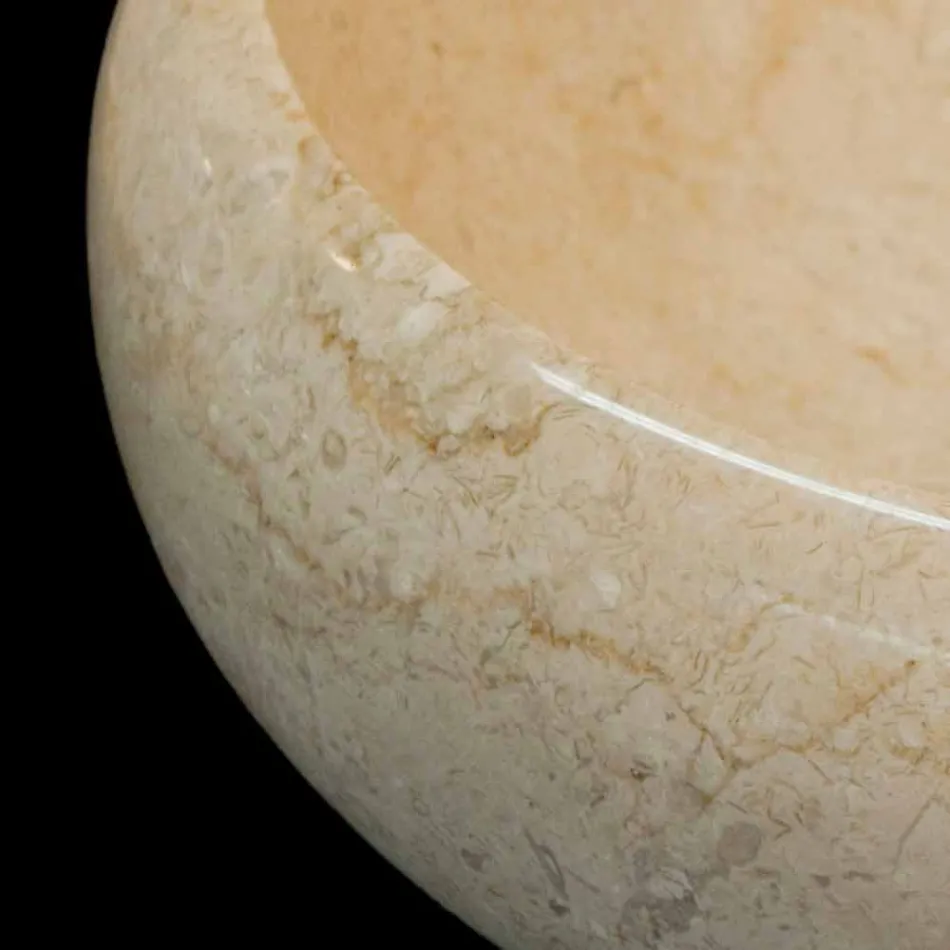 from round washbasin in natural stone Layla White Viadurini