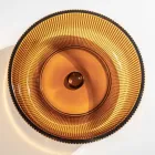 Round Countertop Washbasin in Plissè Venetian Glass Made in Italy - Zircon Viadurini