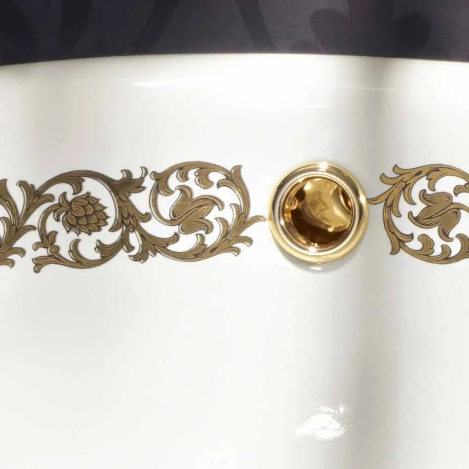 Flush-mounted bathroom sink in fire clay and gold made in Italy, Otis Viadurini