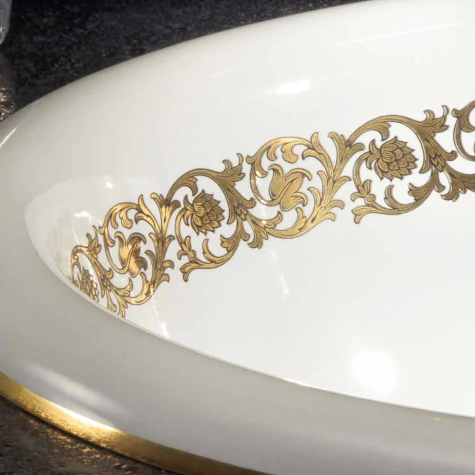 Flush-mounted bathroom sink in fire clay and gold made in Italy, Otis Viadurini