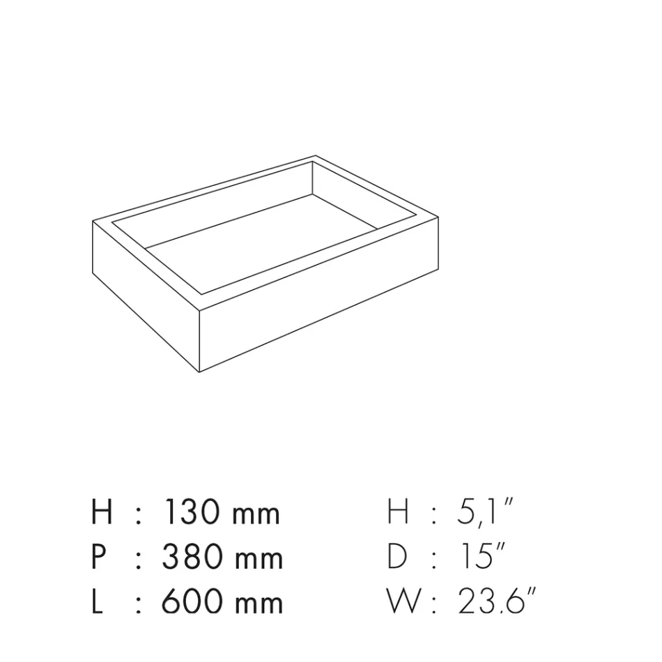 Rectangular Bathroom Washbasin in Porcelain Stoneware Made in Italy - Ludmilla Viadurini