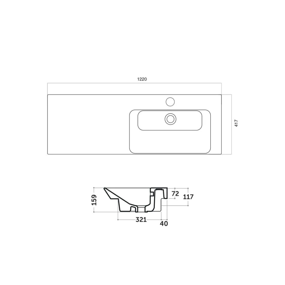 Built-in and right-mounted washbasin in Maida ceramic Viadurini