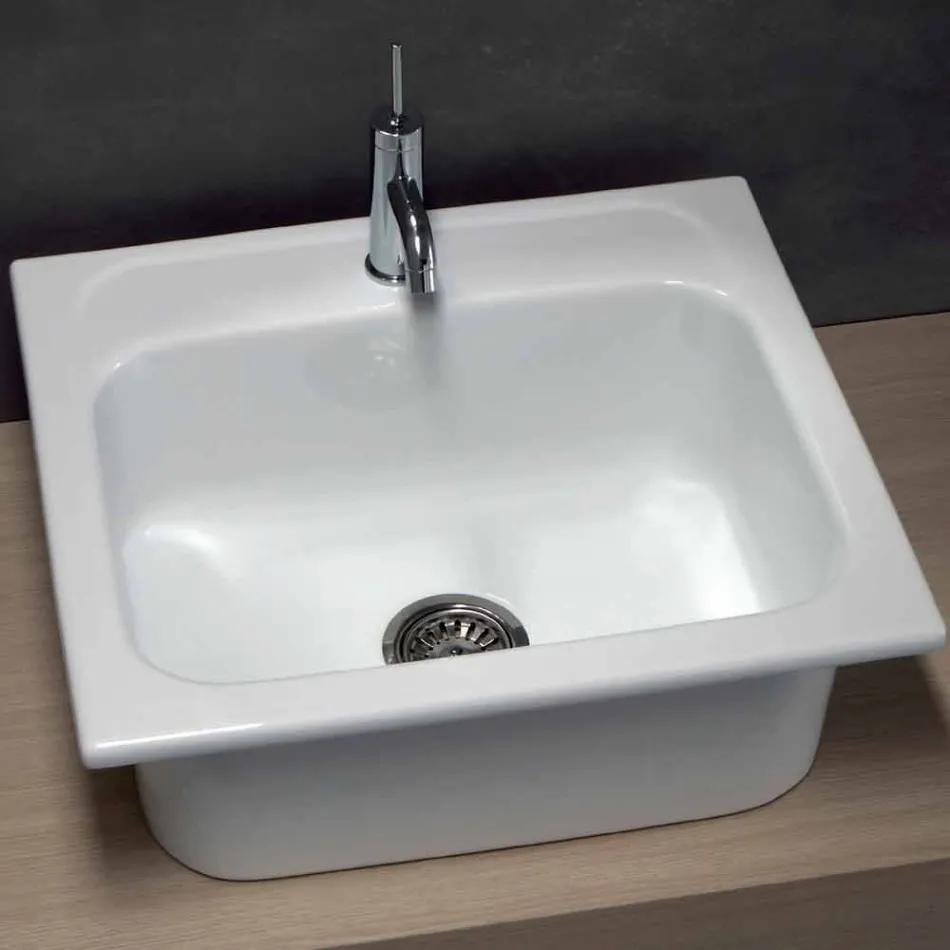 Built-in Washbasin and Modern Support in Vinovo Colored Ceramic Viadurini