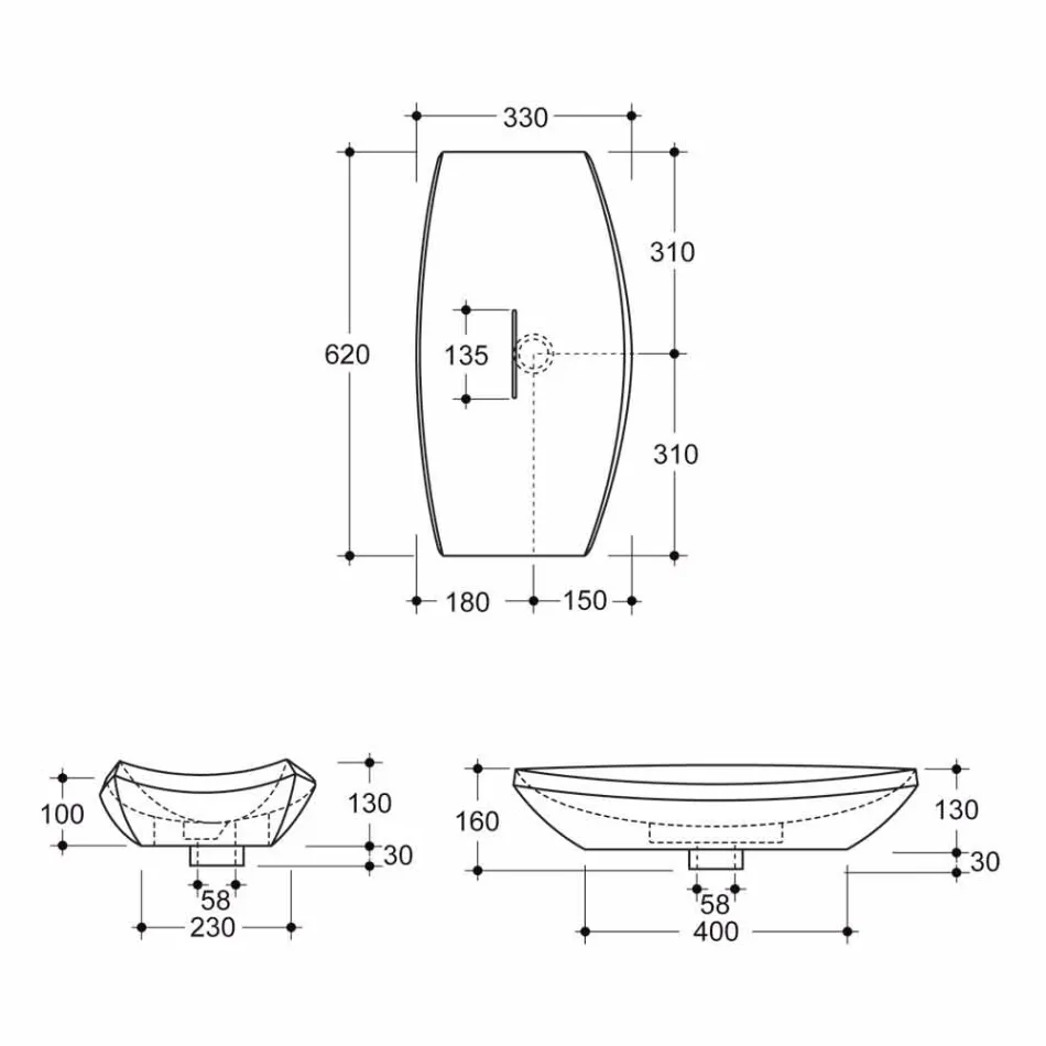 Design ceramic countertop washbasin made in Italy Laura Viadurini