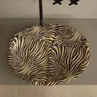 Design ceramic countertop washbasin with orange zebra made in Italy Glossy Viadurini