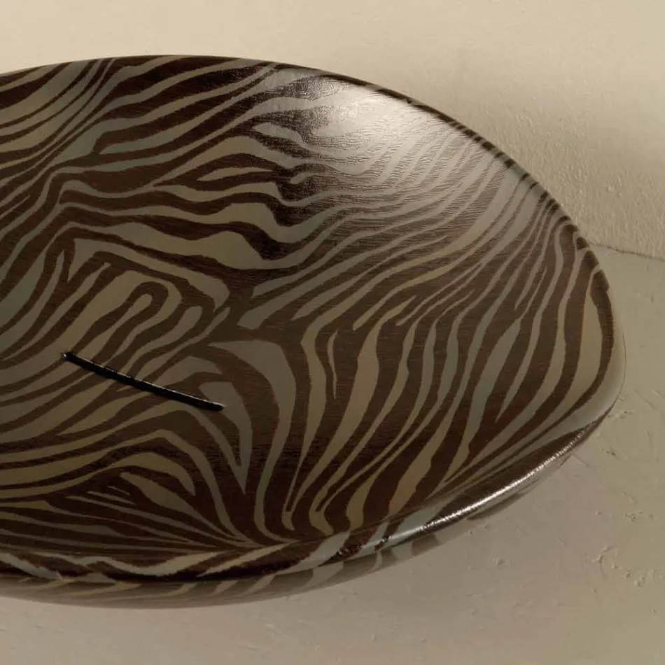 Black ceramic zebra design countertop washbasin made in Italy Animals Viadurini