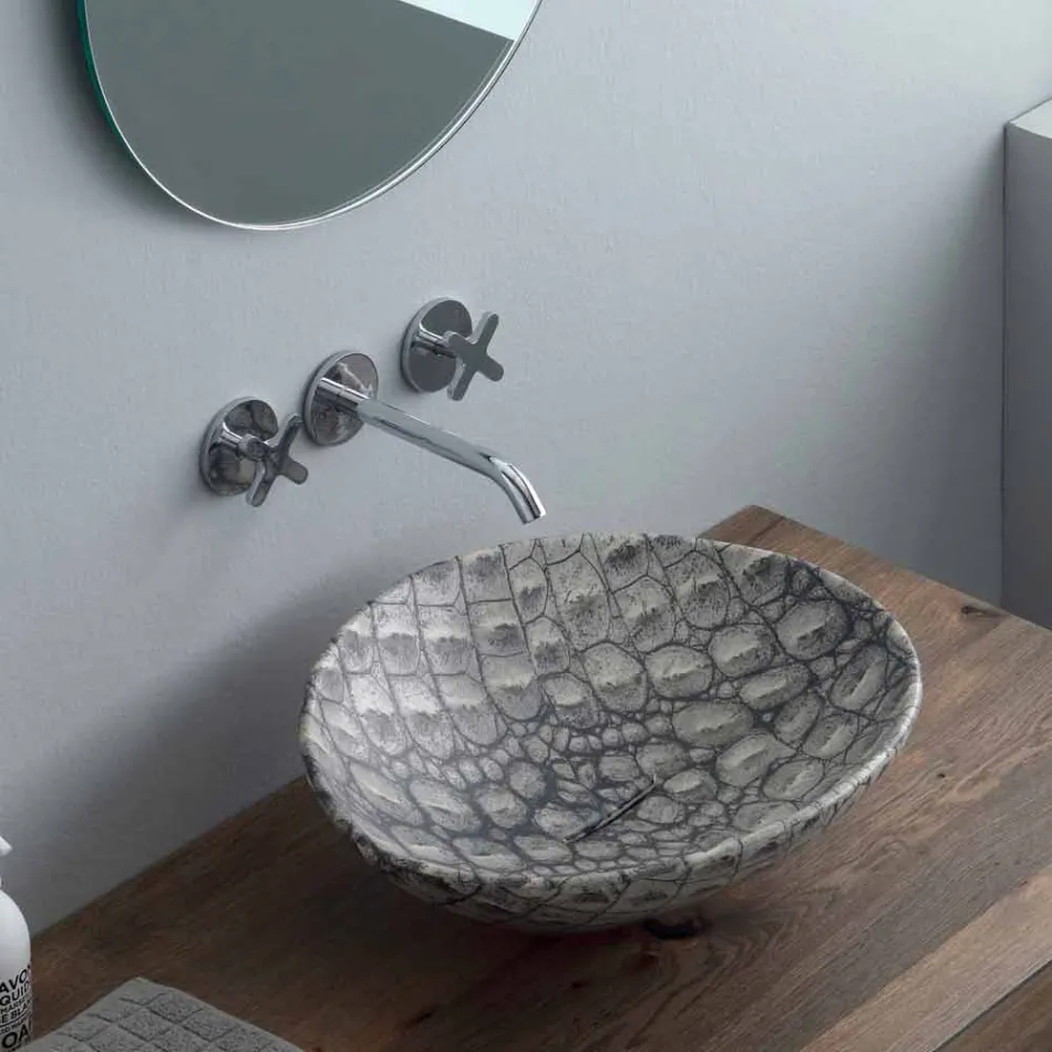 Design ceramic countertop washbasin made in Italy Animals Viadurini