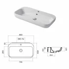 Design Washbasin Countertop or Wall in Ceramic Riardo Viadurini