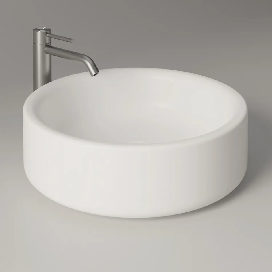 42 cm Diameter Countertop Ceramic Washbasin Made in Italy - Girl Viadurini