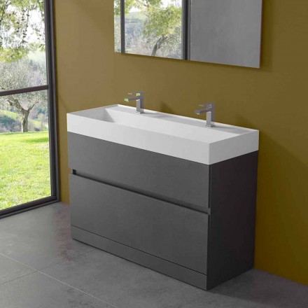 Double Washbasin with Floor Cabinet Modern Design in Laminate - Pompei Viadurini