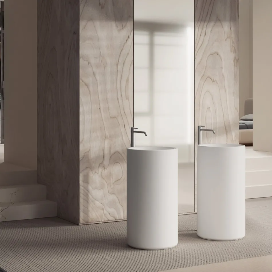 Freestanding Ceramic Countertop Washbasin Made in Italy - Ragazza Viadurini