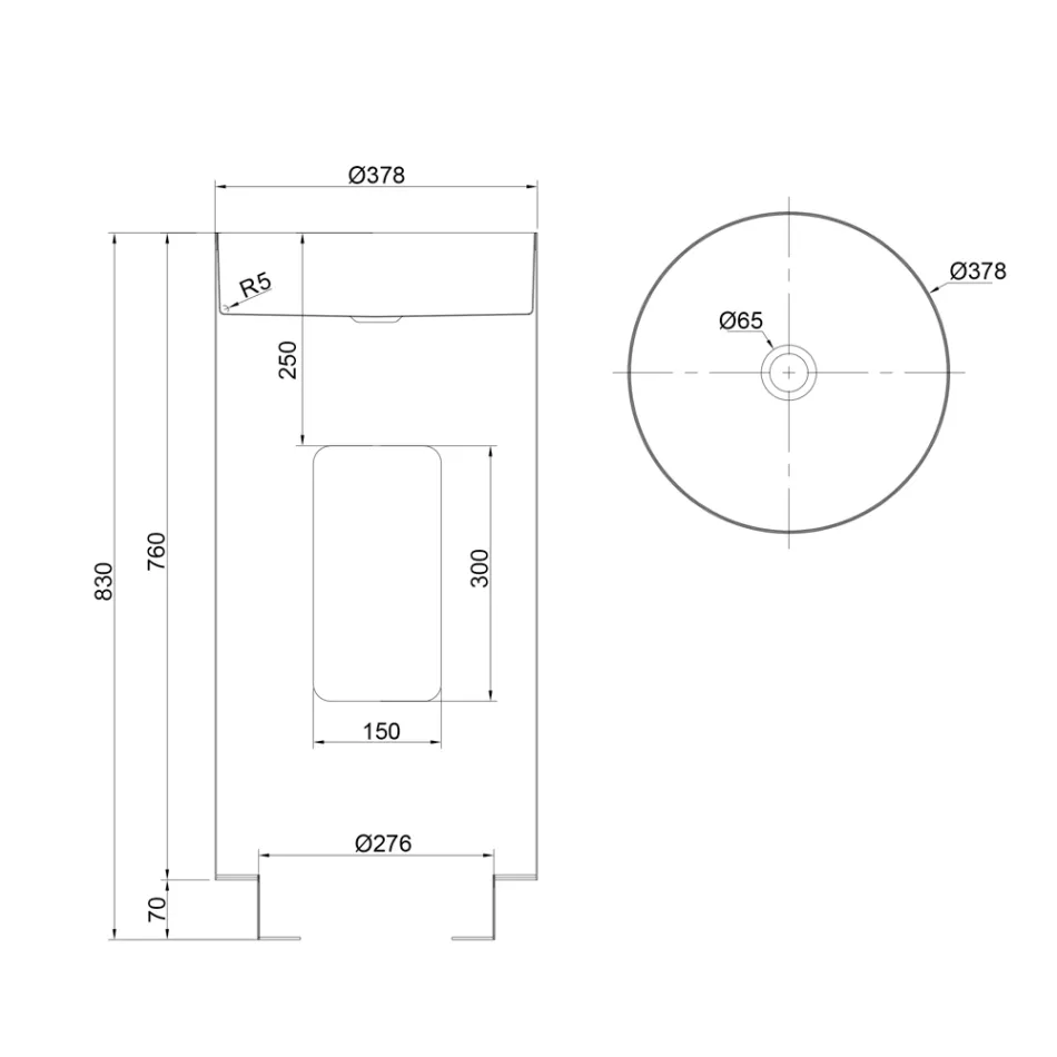 Freestanding Design Washbasin in Stainless Steel in Different Finishes - Jasmine Viadurini